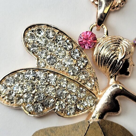 Fairy With Crystal Wings Pendant Necklace - Picture 4 of 10